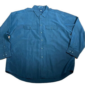 Men's Haggar navy  button down patterned dress shirt XXL